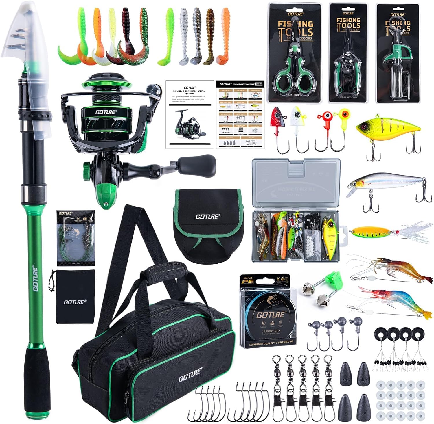 Bass Fishing Lure - Goture 1.8M-2.7M Karbon Teleskopik Olta Seti